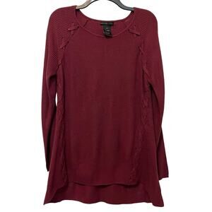 Design History Burgundy Sweater Criss Cross Detail Large